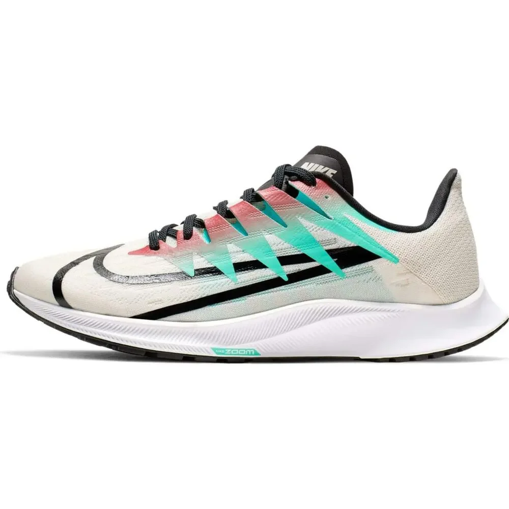NIKE WOMEN'S WMNS ZOOM RIVAL FLY, PALE IVORY/BLACK-HYPER JADE, SIZE 8